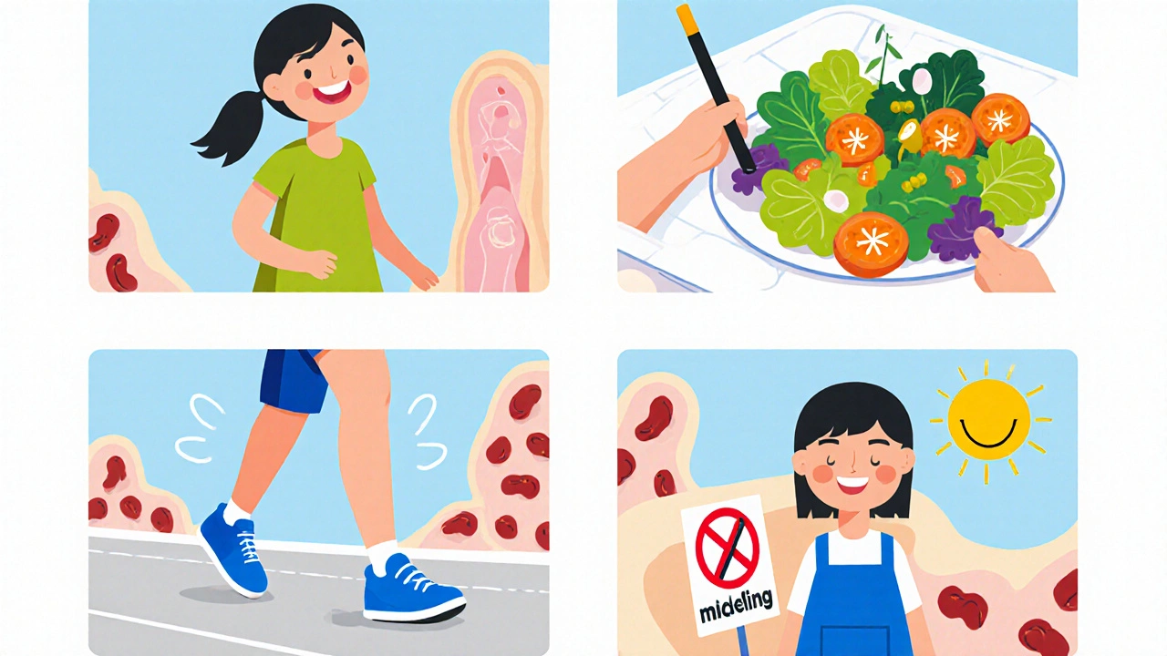 Character practicing exercise, healthy eating, no smoking, and meditation with a healthy marrow background.