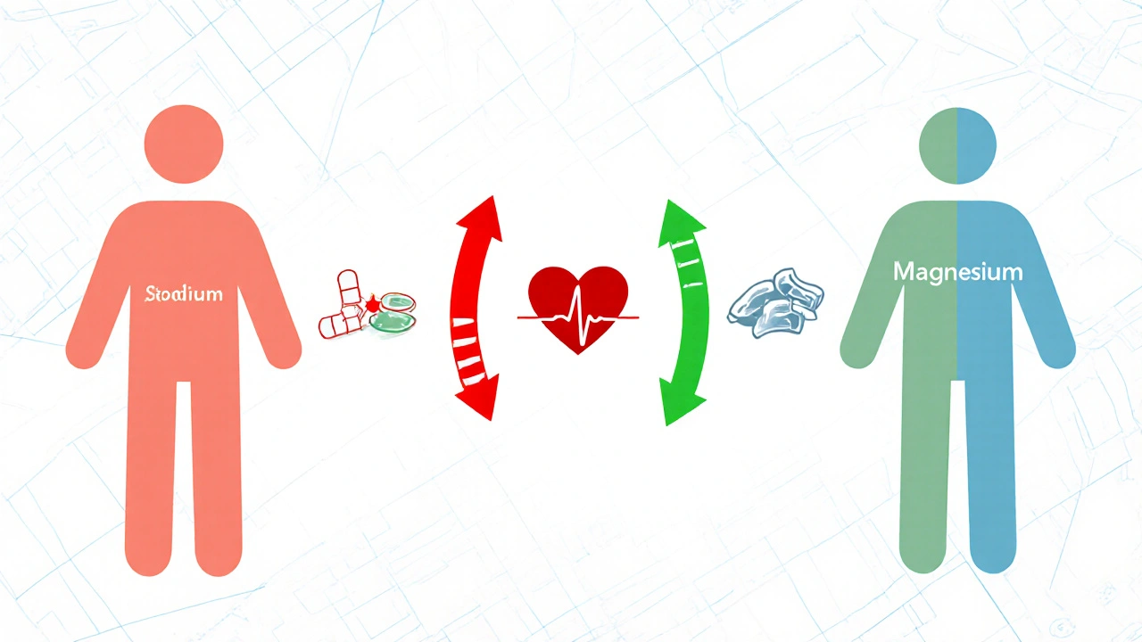Human silhouette with electrolyte arrows balancing loss and replenishment.