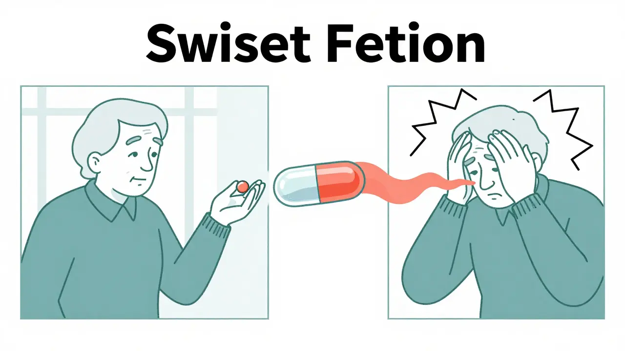 Elderly patient experiencing dizziness after switching combination medication