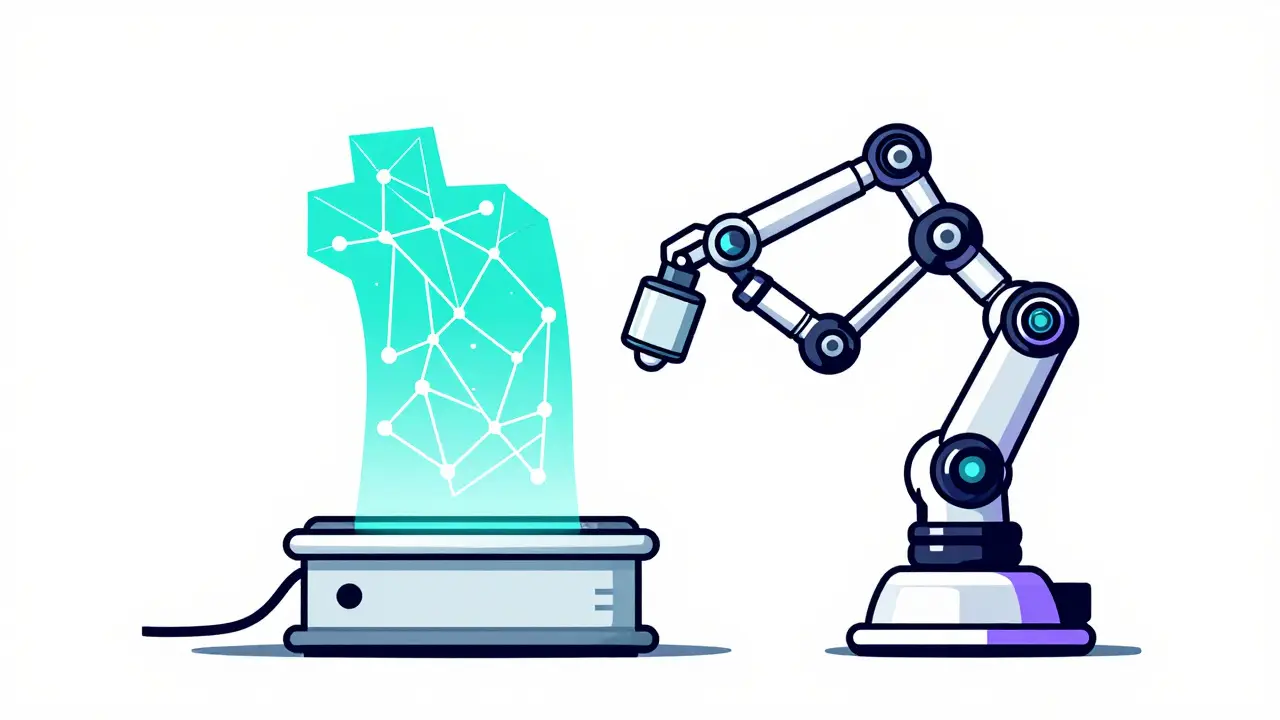 AI robot arm inspecting device with data streams