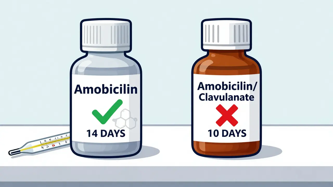 Two antibiotic bottles side by side showing different expiration times.